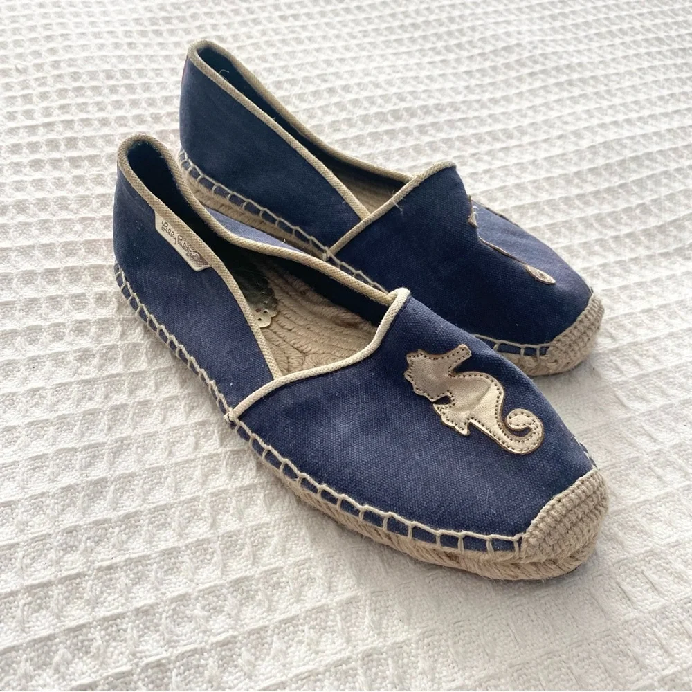 Lilly Pulitzer Lia Blue Seahorse Espadrilles size 8